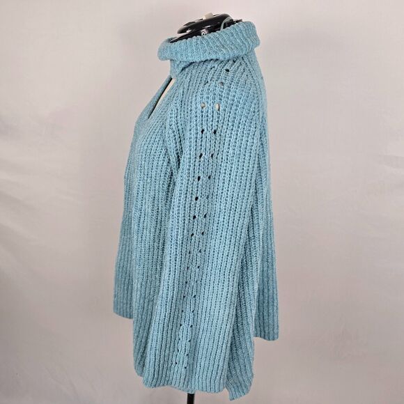 Lane Bryant Sweater Women's 18 / 20 Blue Key Hole V-Neck Turtleneck Long Sleeve - Picture 14 of 16